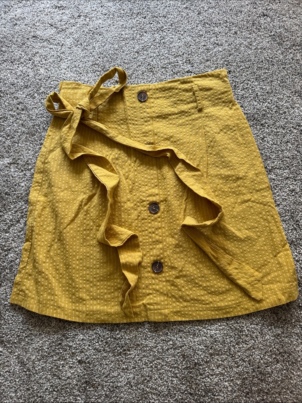 Potter's Pot Mustard Yellow Button-Front Tie Mini Skirt